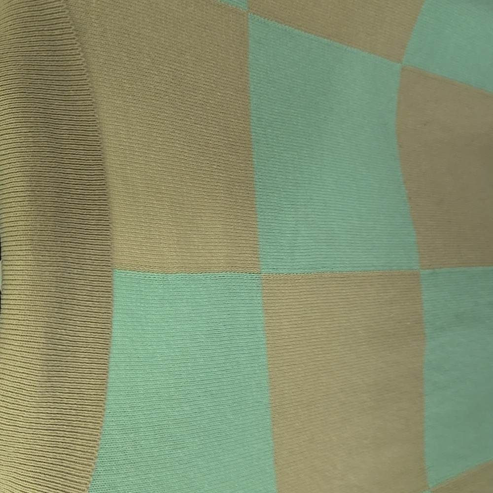 ZARA Aqua and Tan Checkered Polo Shirt - Picture 8 of 9